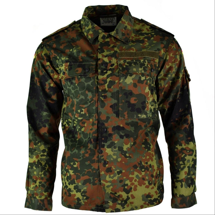 Origineel tactisch gevechtsshirt met camouflageprint van het Duitse leger, met ritssluiting, borst- en armzakken, epauletten en verstelbare manchetten