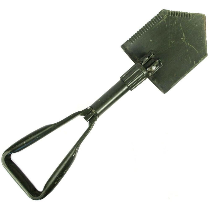 Originele Duitse BW leger opvouwbare schep in groen, compact en duurzaam voor survival en buitengebruik.
