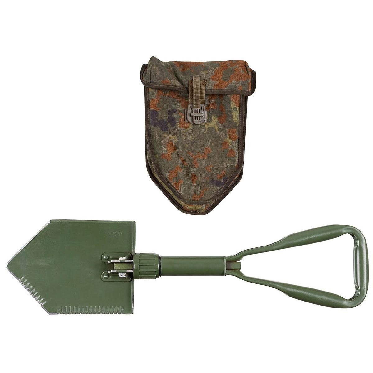 Pelle pliante d'origine allemande de l'armée BW. Pelle verte de survie en plein air