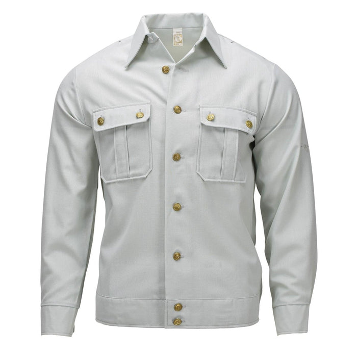 Chemise habillée militaire allemande originale à manches longues en coton mélangé vert clair - GoMilitar