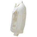 Origineel Duits militair formeel overhemd met lange mouwen, katoenmix, leger, uitgegeven in gebroken wit met zakken met knopen en manchetdetails aan de zijkant