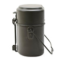 Kit de désordre militaire allemand original en aluminium en 3 parties avec couvercle et récipient olive