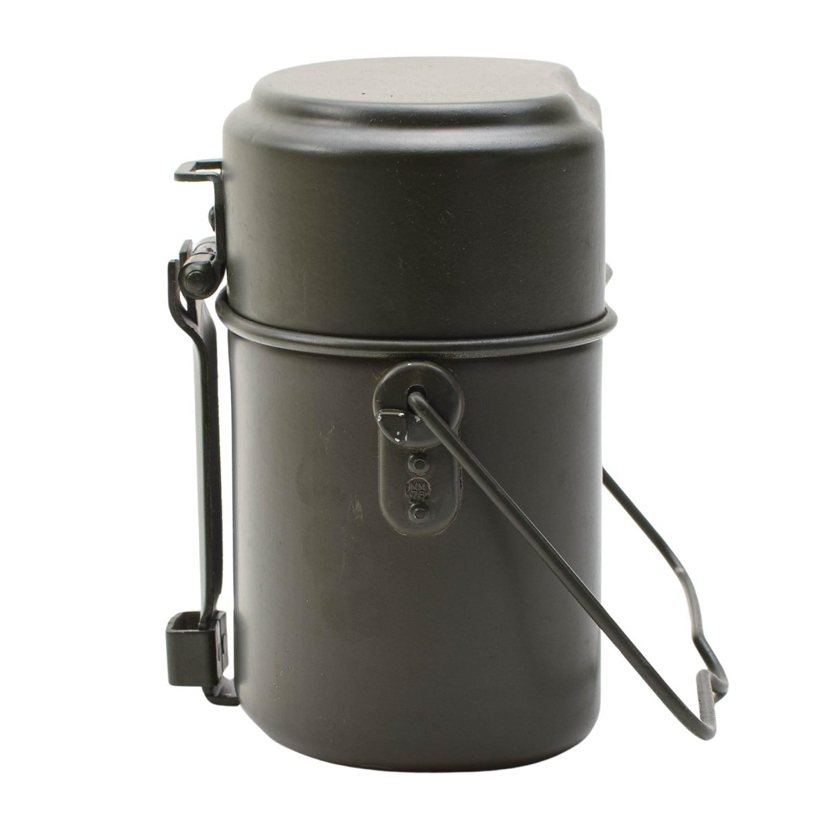 Kit de désordre militaire allemand original en aluminium en 3 parties avec couvercle et récipient olive