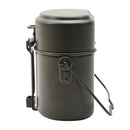 Kit de désordre militaire allemand original en aluminium en 3 parties avec couvercle et récipient olive