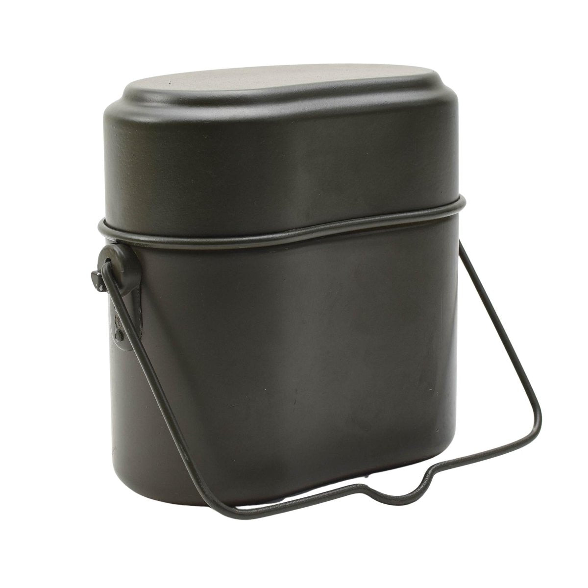 Kit de désordre militaire allemand original en aluminium en 3 parties avec couvercle et récipient olive