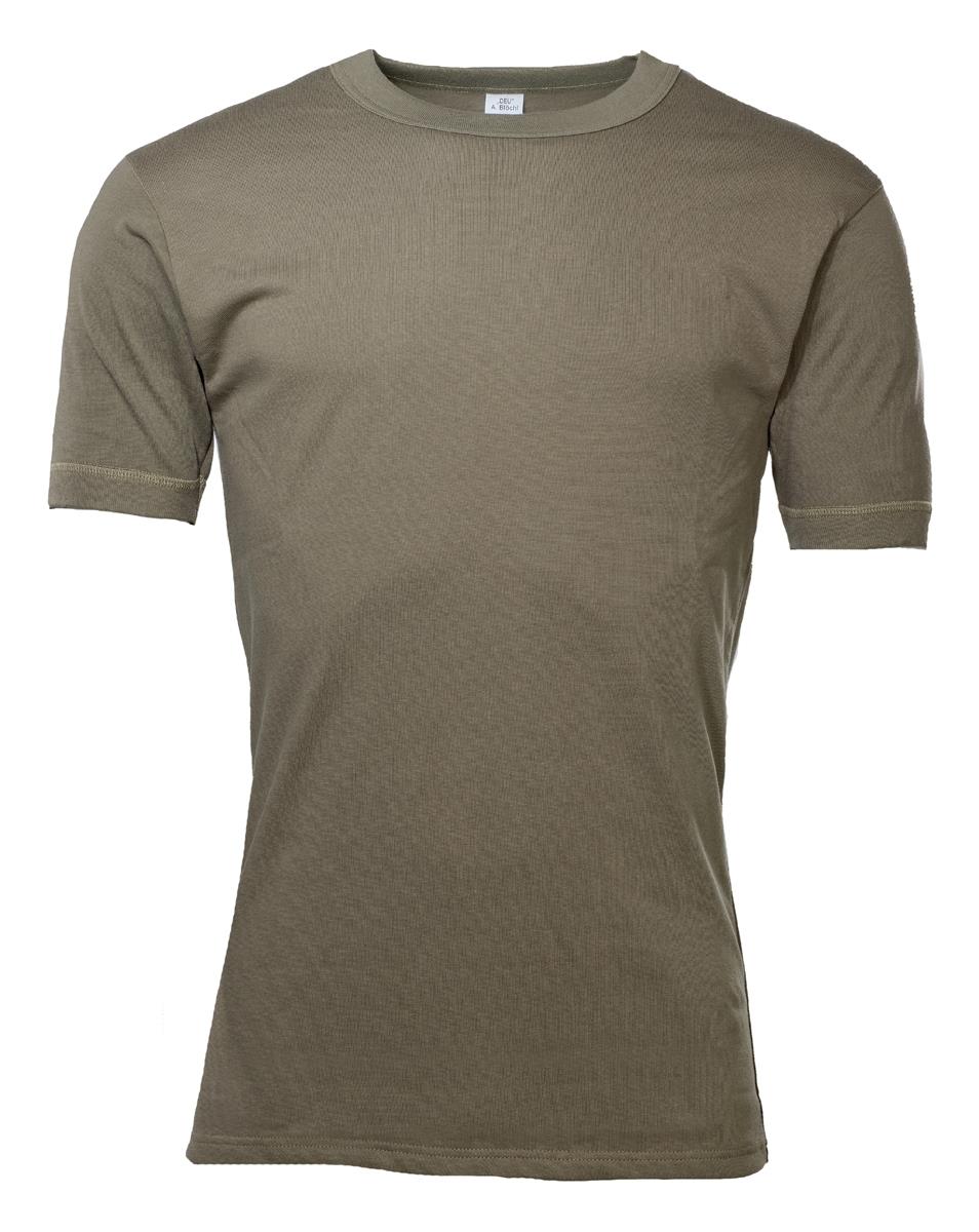 Maillot de corps thermique militaire allemand original en coton à manches courtes, surplus olive