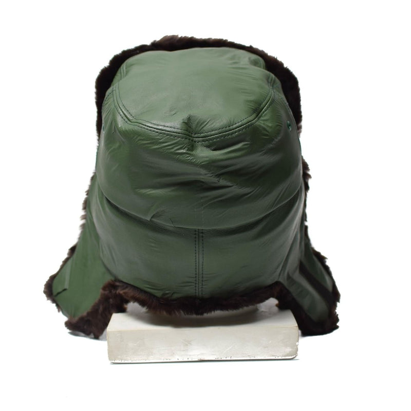 Original German police warm winter ushanka hat with faux fur lining and ear flaps for cold weather protection