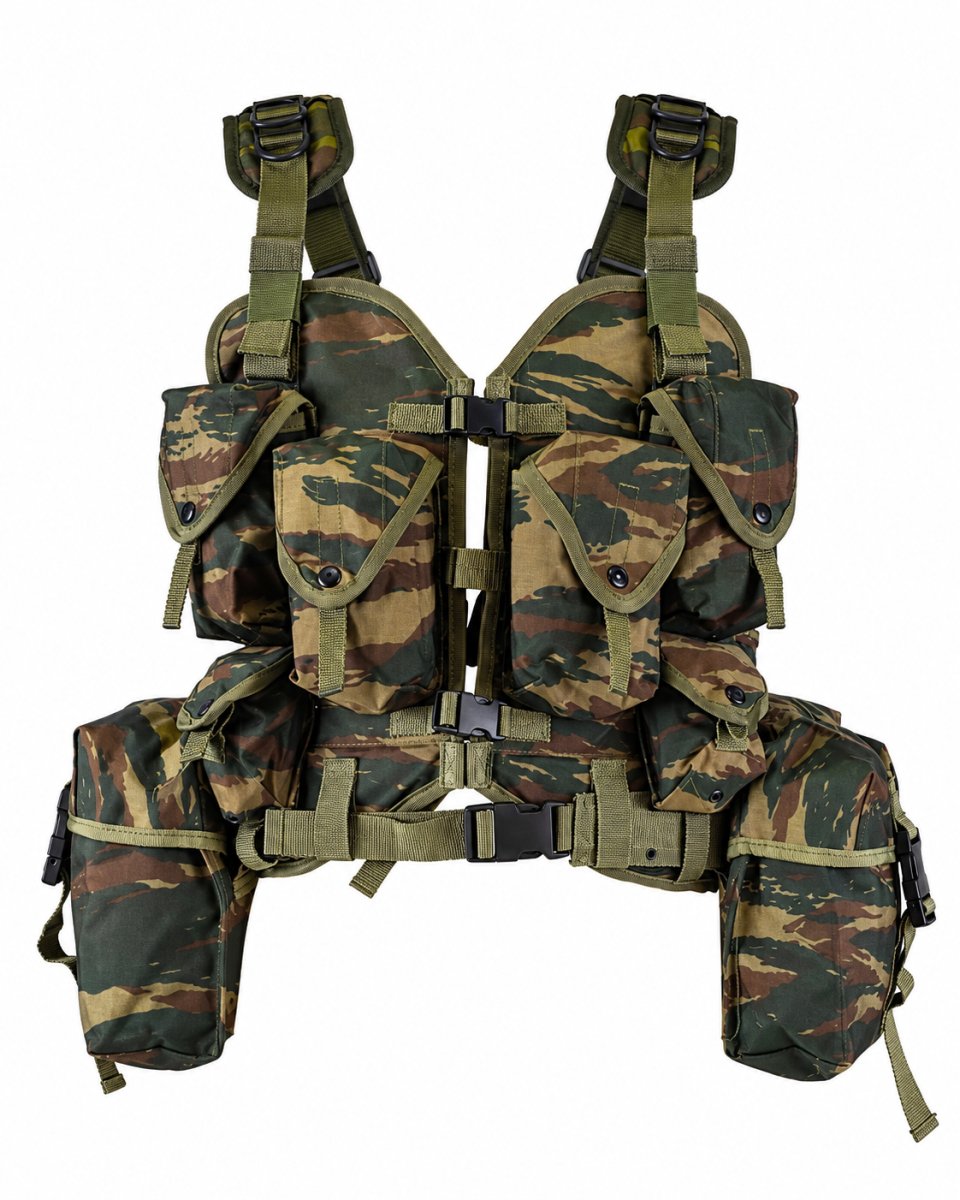 Origineel Grieks leger tactisch dragend vest 8-delig hagediscamouflage