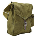 Original Hungarian military olive gas mask carrying bag leather strap vintage - GoMilitar