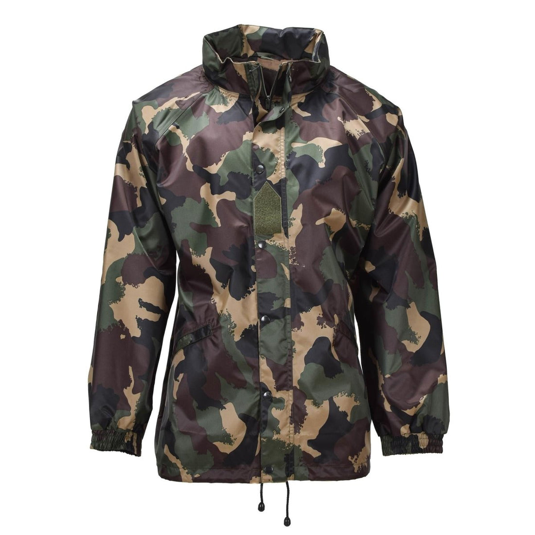 Originele Hongaarse militaire waterdichte jas oprolbare capuchon met knoopflap M93 Camo