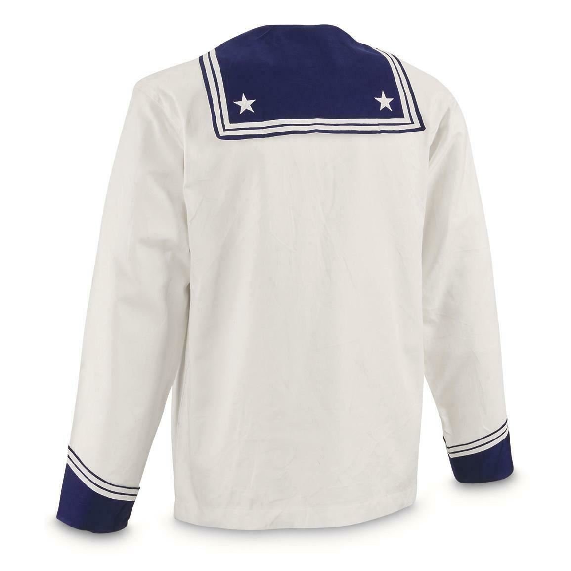 Originele Italiaanse leger marine Middy Shirt Long Mouwen witte marine militaire zeilers