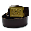 Ceinture de Parade Originale de l'Armée Italienne en Cuir Boucle Dorée Marron Cérémonial