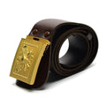 Ceinture de Parade Originale de l'Armée Italienne en Cuir Boucle Dorée Marron Cérémonial