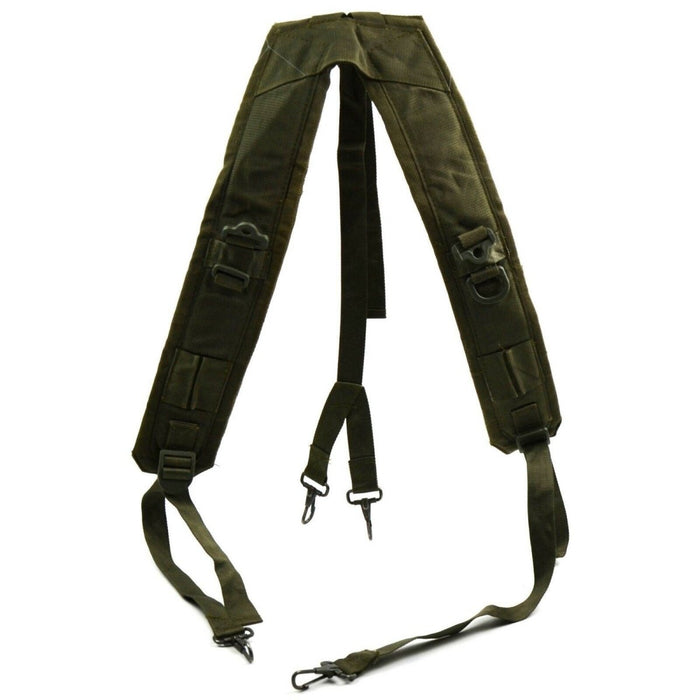 Originele Italiaanse leger olijfgroene Y-Strap bretels tactische riem gemaakt van duurzaam canvas met metalen clips en verstelbare bandjes