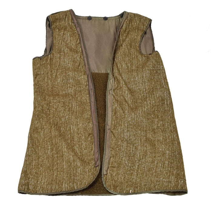 Origineel Italiaans militair bruin voeringvest quilt nepbont vintage warm kaki - GoMilitar