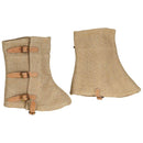 Original Italian Military Gaiters Canvas Leather Inserts Army Surplus Khaki durable hiking and outdoor gear protective covers