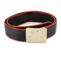 Ceinture de défilé en cuir militaire italien d'origine, boucle en métal, garniture noire et rouge