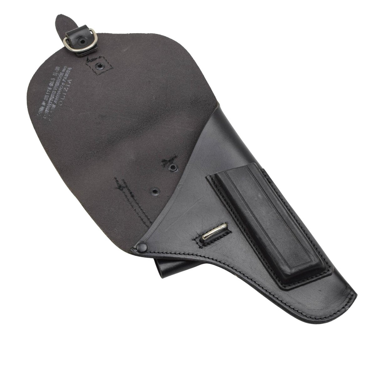 Étui de pistolet militaire italien d'origine, fermeture à boucle pour droitier, noir
