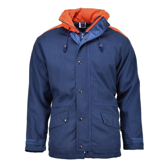 Origineel Italiaans trigelamineerd marineblauw parkajack met capuchon Vintage waterdicht NIEUW - GoMilitar