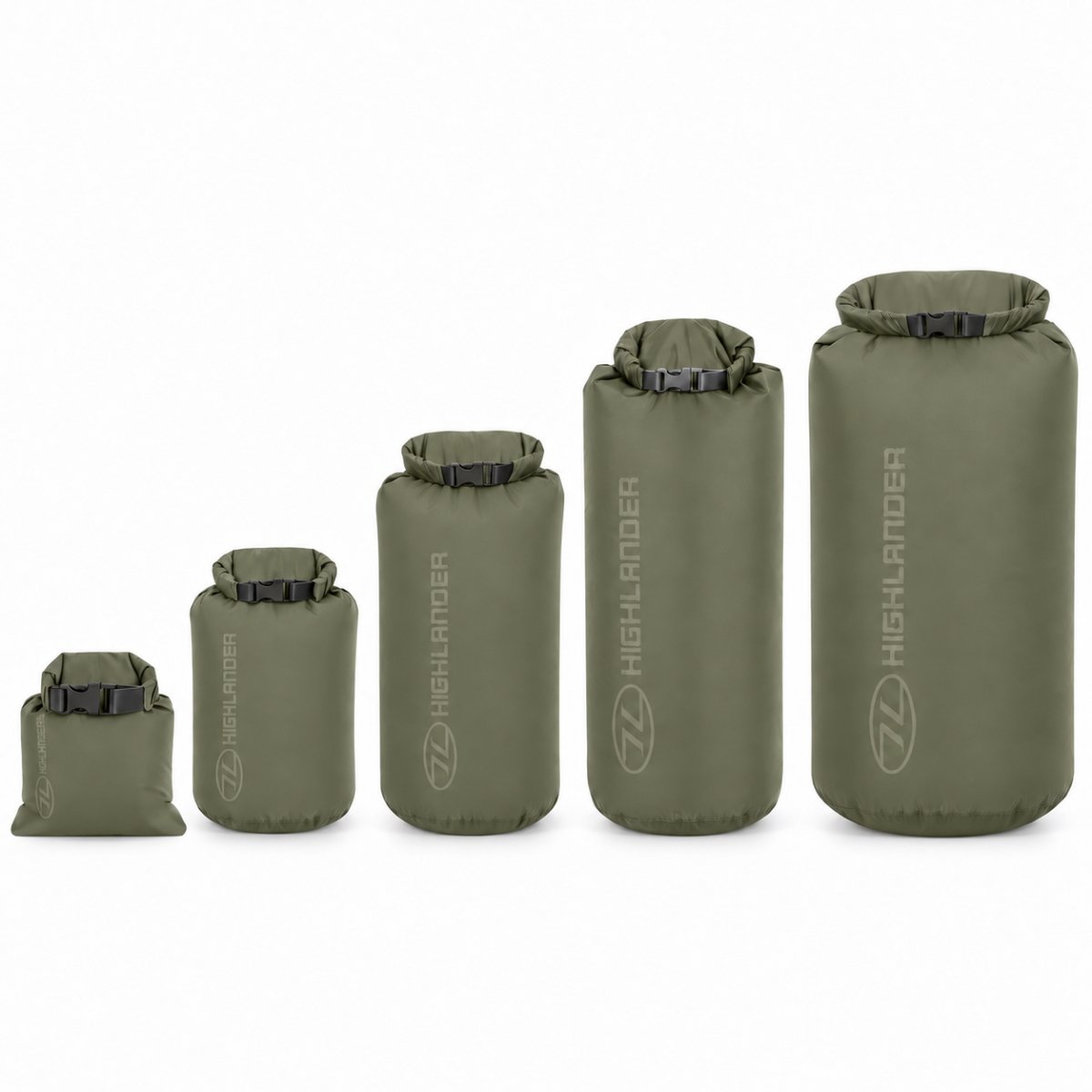 Originele Schotse militaire dry bags 1L–40L Roll Top Quick Release Buckle Olive