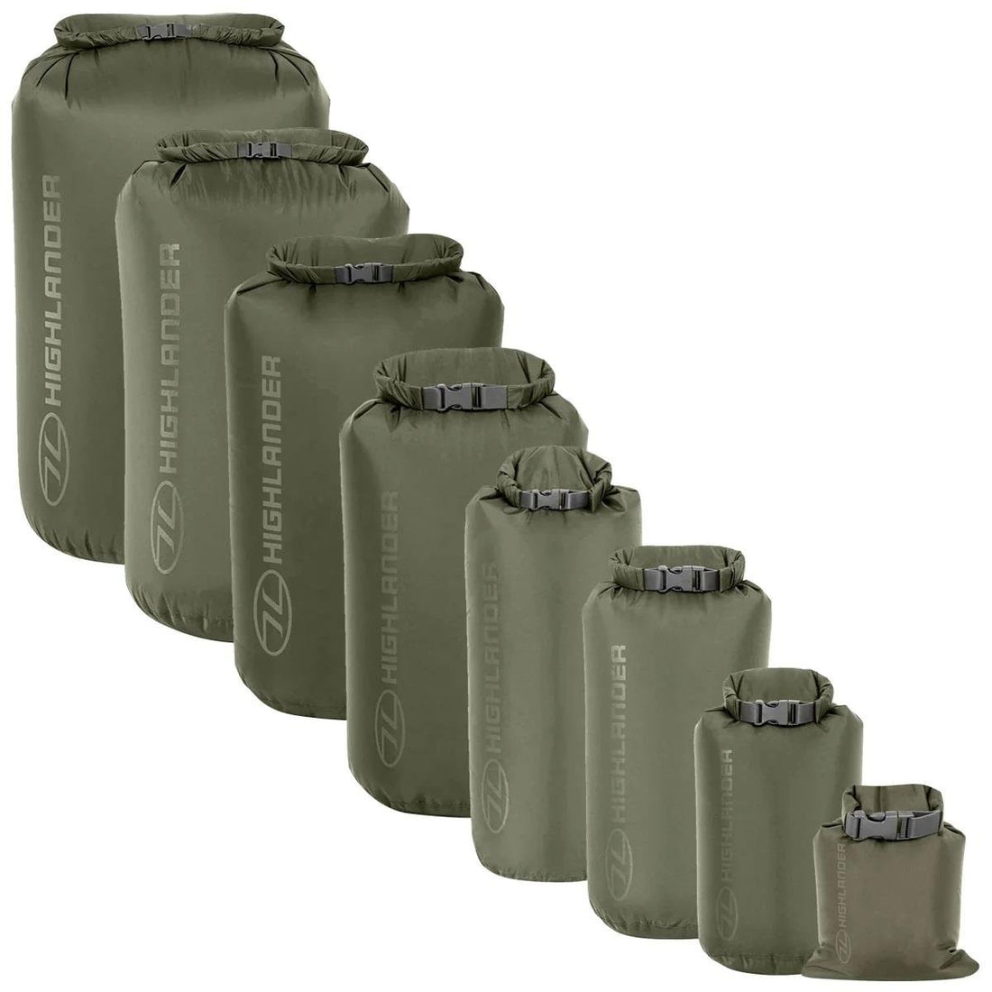 Originele Schotse militaire dry bags 1L–40L Roll Top Quick Release Buckle Olive