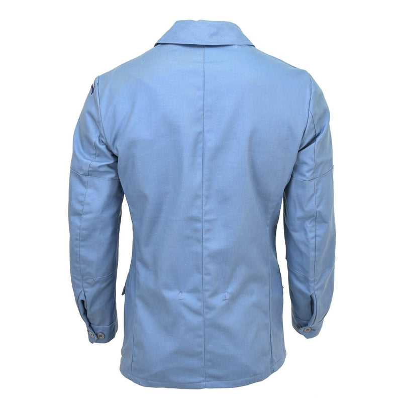 Originele Zweedse civiele verdediging uniform jas denim lichtblauw vintage nieuw
