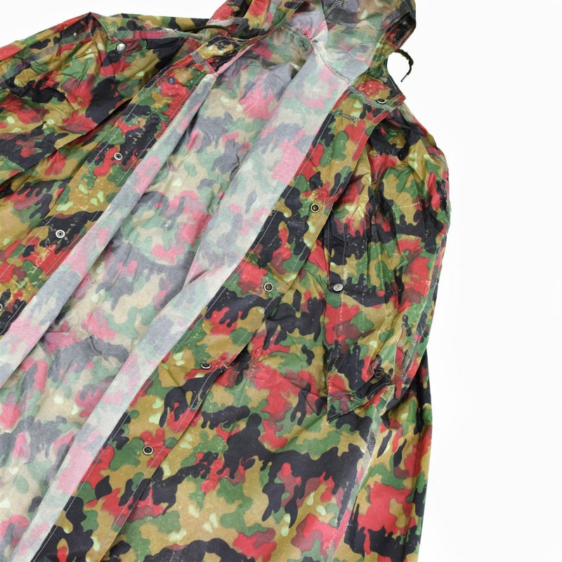 Swiss army troops camo tactical plastic poncho with Alpenflage pattern for lightweight rain protection outdoors