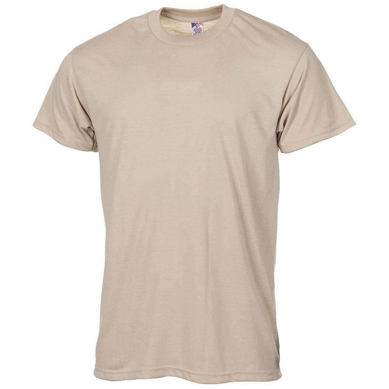 Sand color original U.S. military t-shirt made of lightweight, durable fabric for comfort and everyday wear