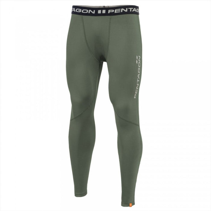 Legging thermique long Pentagon Apollo en vert olive, couche de base en polyester à séchage rapide pour une utilisation extérieure et tactique