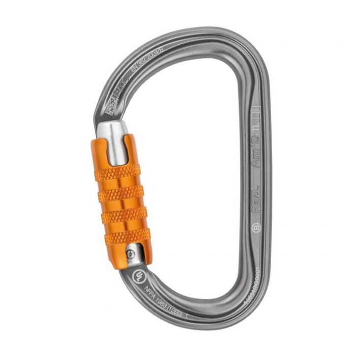 PETZL Am'D TRIACT-LOCK Aluminum Carabiner Climbing Automatic Lock Gray 27kN - GoMilitar