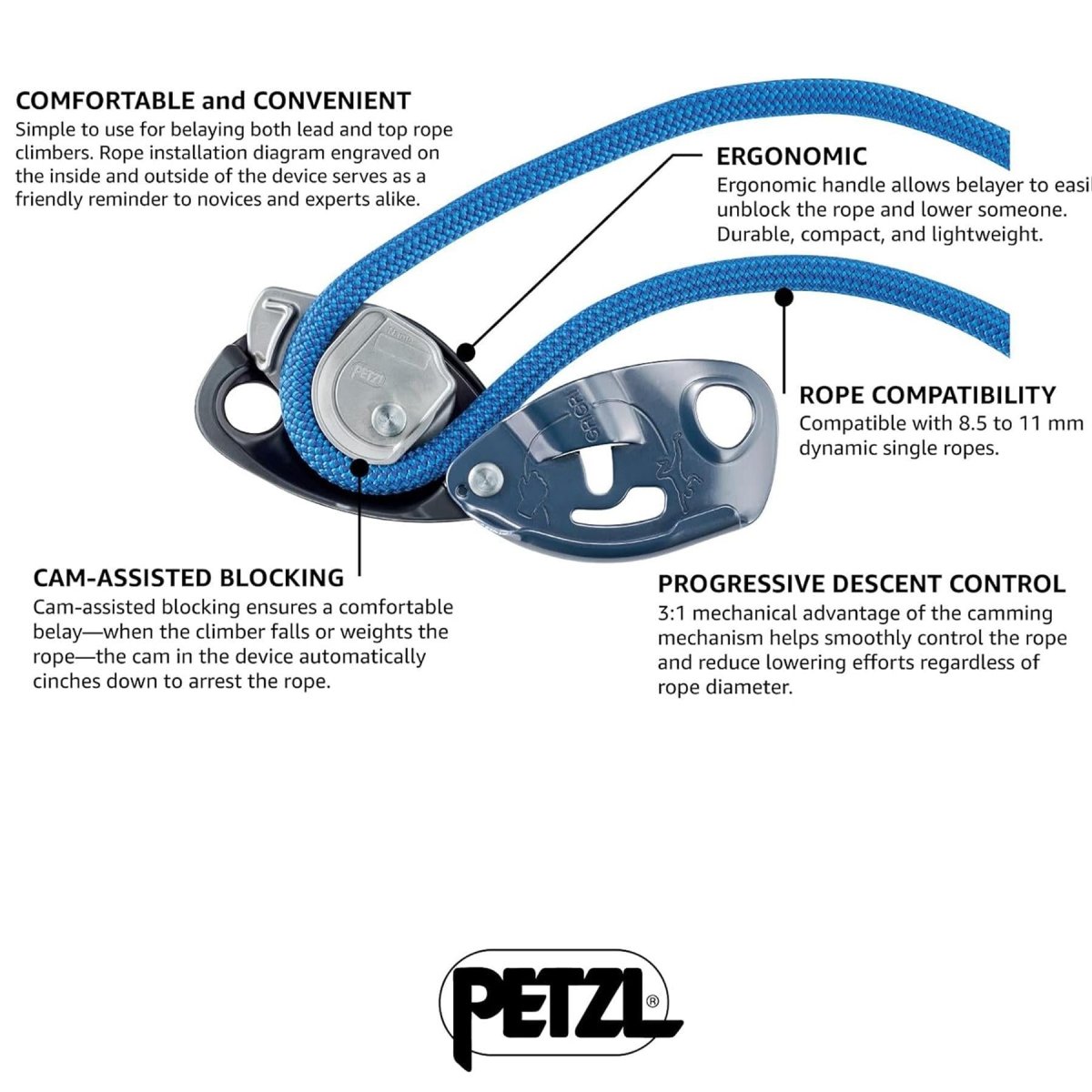 PETZL GRIGRI Zekeringsapparaat Ondersteund remmen Rotsklimmen Abseilen Oranje