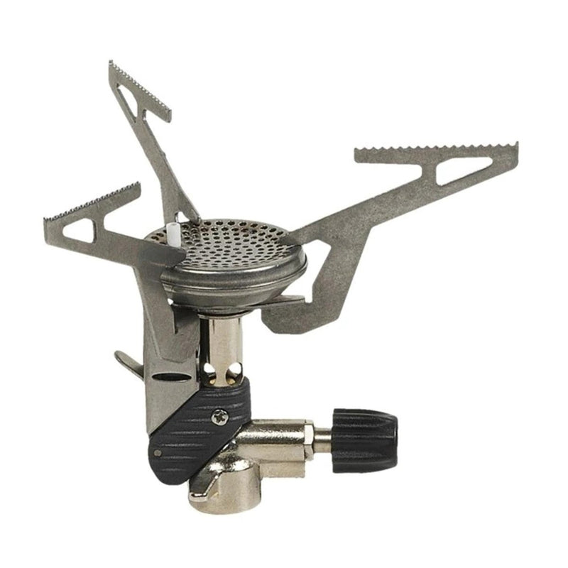 Compact lightweight Primus Express hiking stove with foldable arms for stable outdoor cooking and quick heating.