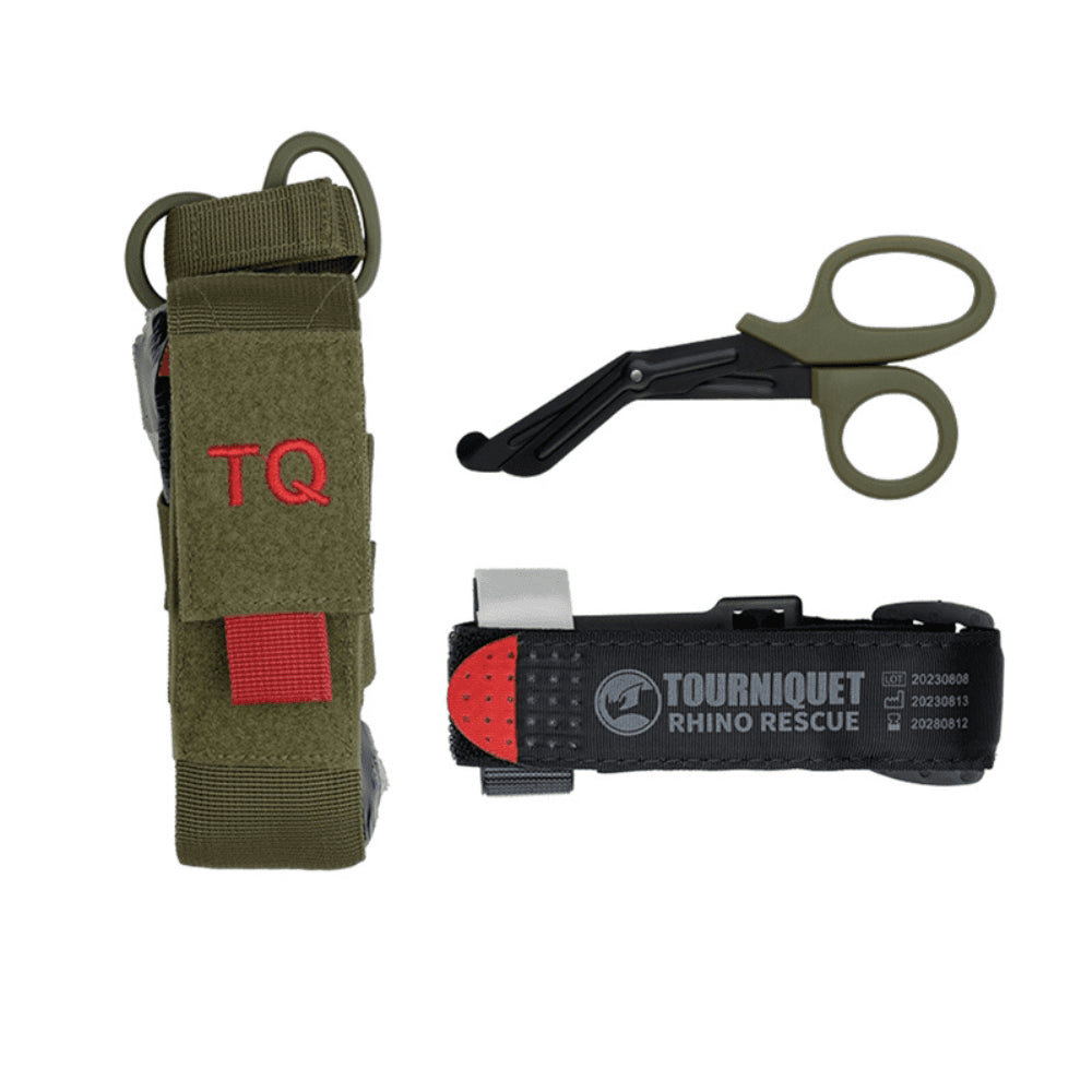 Rhino Rescue Tourniquet Set Etui Schaar EHBO-kit voor noodgevallen Olijf