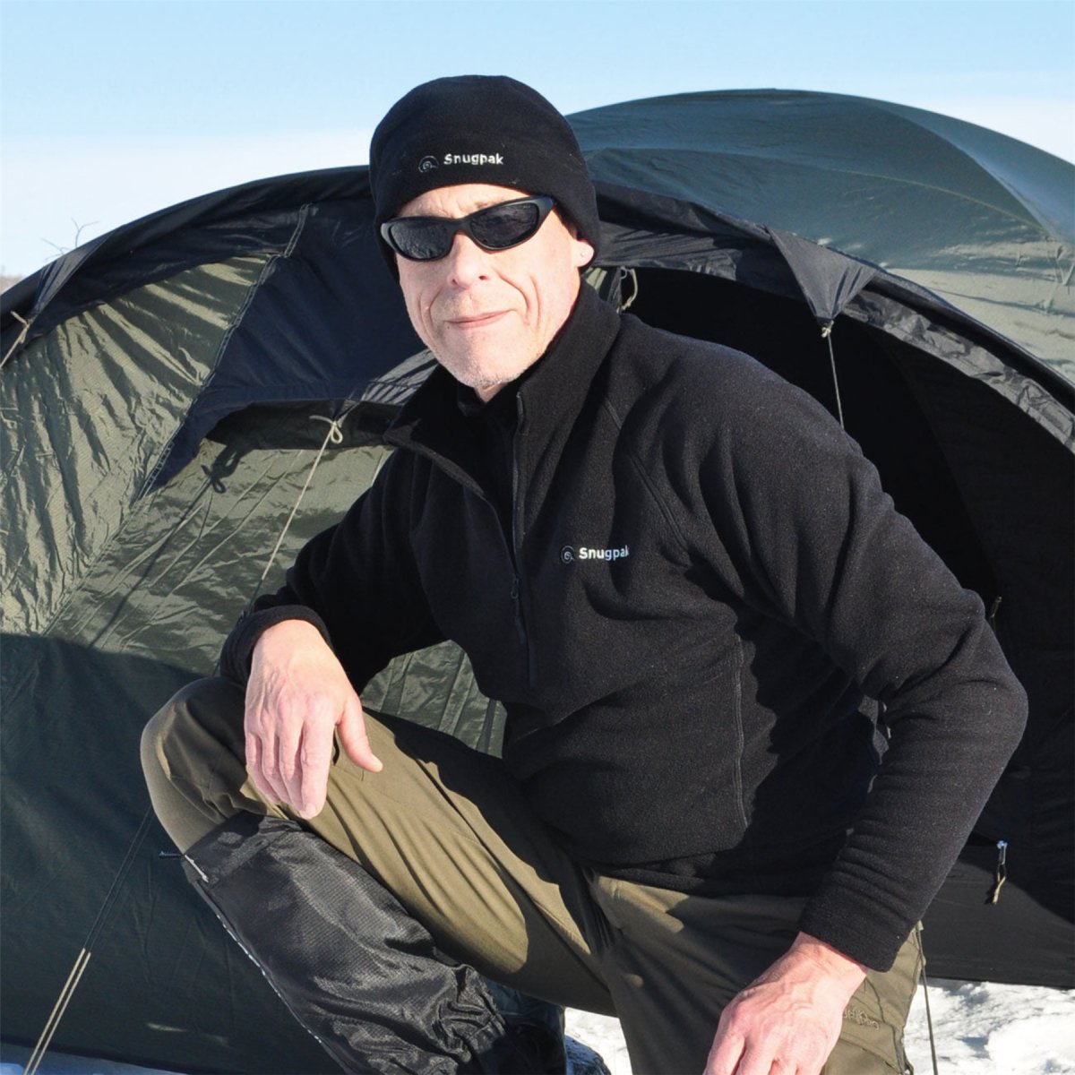 Snugpak IMPACT Veste polaire douce avec col montant et mentonnière avec fermeture éclair 1/4 Noir