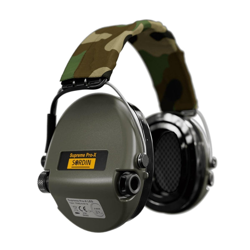 Sordin Supreme Pro-X LED Electronix auditif Protection auditive Textile Camo