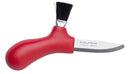 Swedish Mora mushroom picking knife with 62mm stainless steel blade and real horsehair brush in red ergonomic handle.