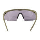Olive SWISS EYE safety glasses with adjustable angle, anti-fog, UV protection, and scratch-resistant lenses.