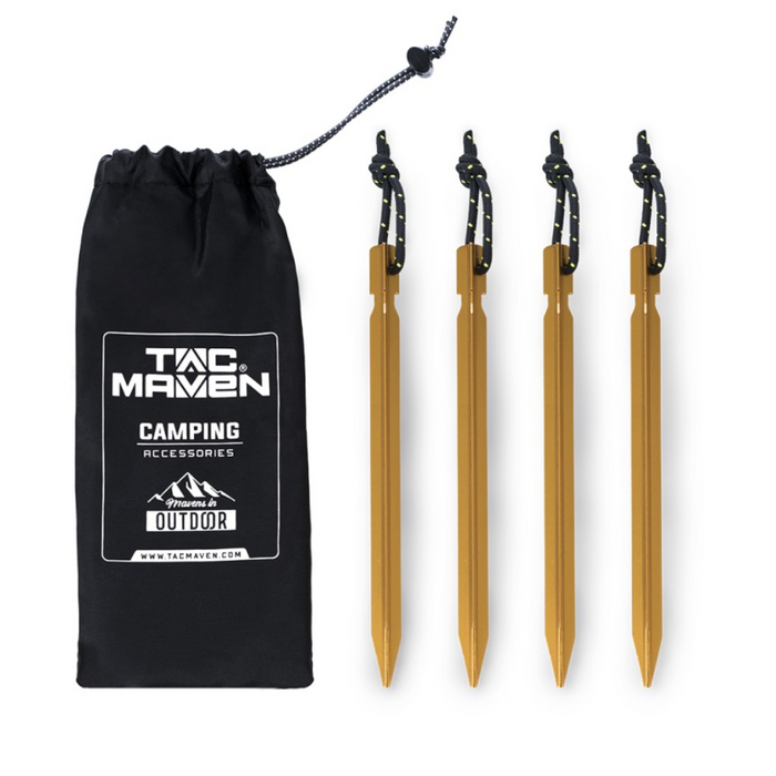 TAC MAVEN Ground Nails Aluminium Tent Tarpaulin Peg Set 4 Camping Accessories - GoMilitar