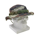 French Army style boonie hat in CCE camo ripstop with wide brim and ventilation holes on white mannequin head