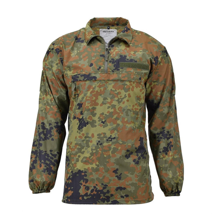 TACGEAR chemise de chasse coupe-vent légère flecktarn camo ripstop avec manches longues et col zippé