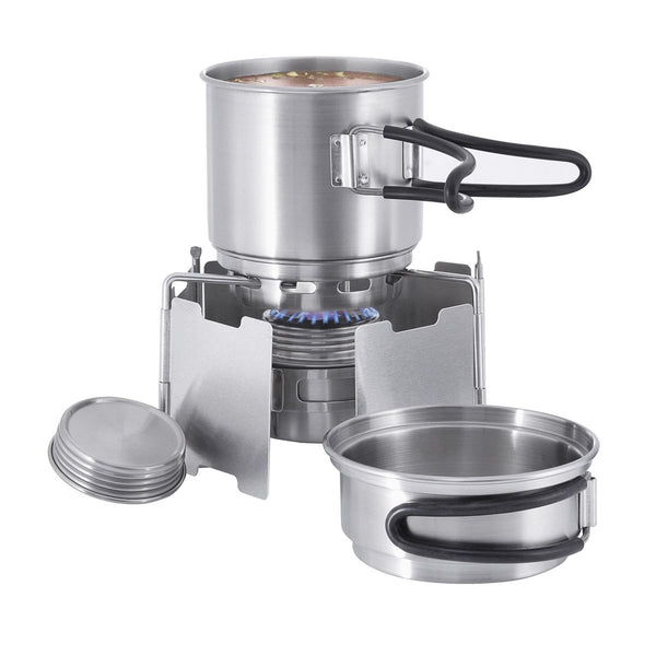 Tatonka Alcohol burner stove set outdoor cooking kit stainless steel pot stand - GoMilitar