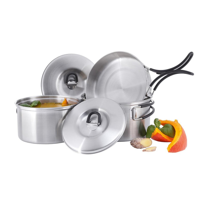 Ensemble de cuisine de camping Tatonka en acier inoxydable, poêle compacte et durable pour feu d'extérieur - GoMilitar
