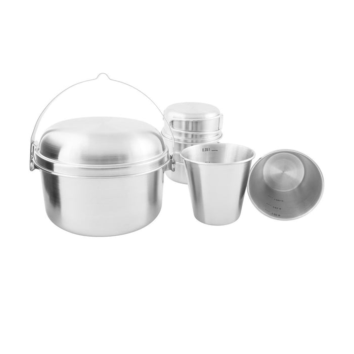 Tatonka Mini Set II batterie de cuisine de camping compacte 6 pièces en acier inoxydable pour cuisine en plein air - GoMilitar