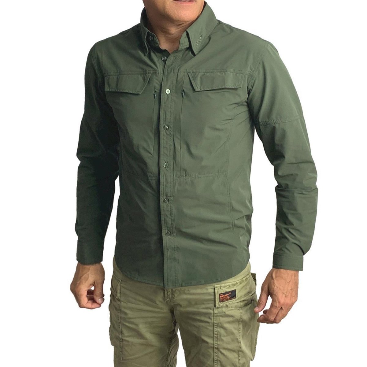 Texar Long Sleeve Military Shirt Slim Fit duurzame kledingklassiek Legeroverhemden