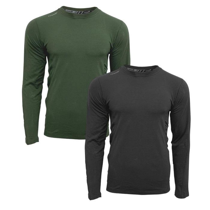 Deux sous-vêtements thermiques militaires TEXAR à manches longues conçus pour offrir chaleur et durabilité par temps froid.