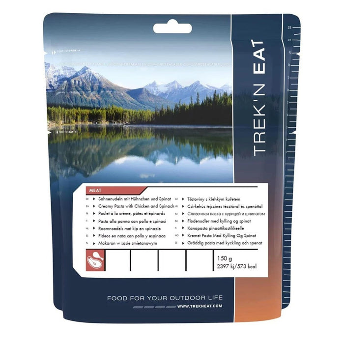 Trek'N Eat Plat principal Pâtes crémeuses au poulet Nourriture déshydratée pour camping et randonnée - GoMilitar