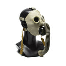 Vintage Soviet PDF-7 military gas mask with breathing hose, rubber material, round eyelets, Cold War era collector’s item