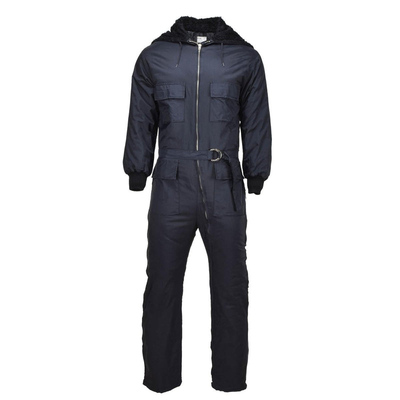 Original Dutch military winter coverall faux fur hooded warm jumpsuit overall elastic waist inserts side zipper