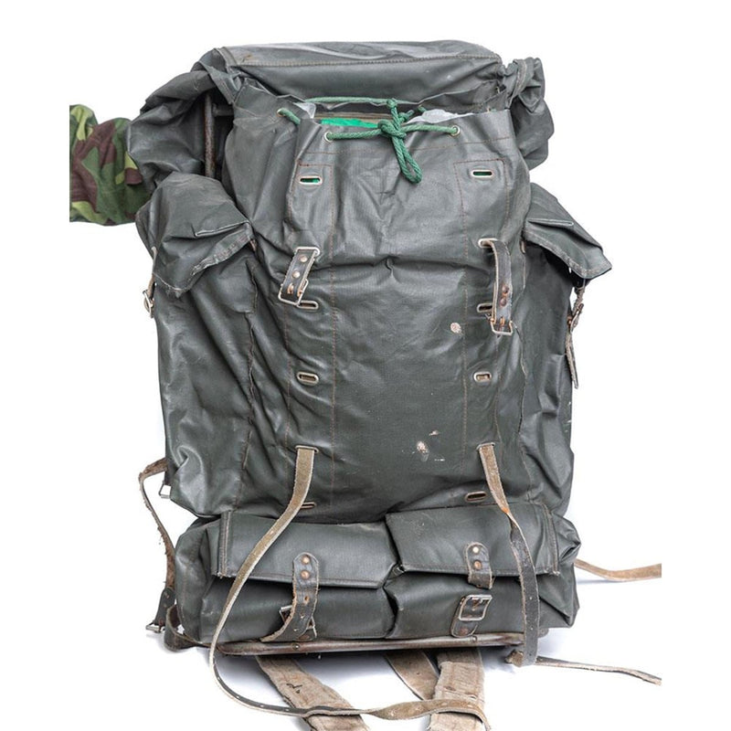 Original Finnish military backpack framed waterproof large rucksack 100L vintage leather straps